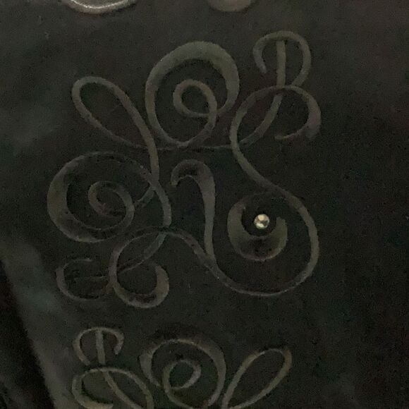 Christine Alexander Embroidered Black Zip Front Long Sleeve Embellished Shirt M - Picture 6 of 11